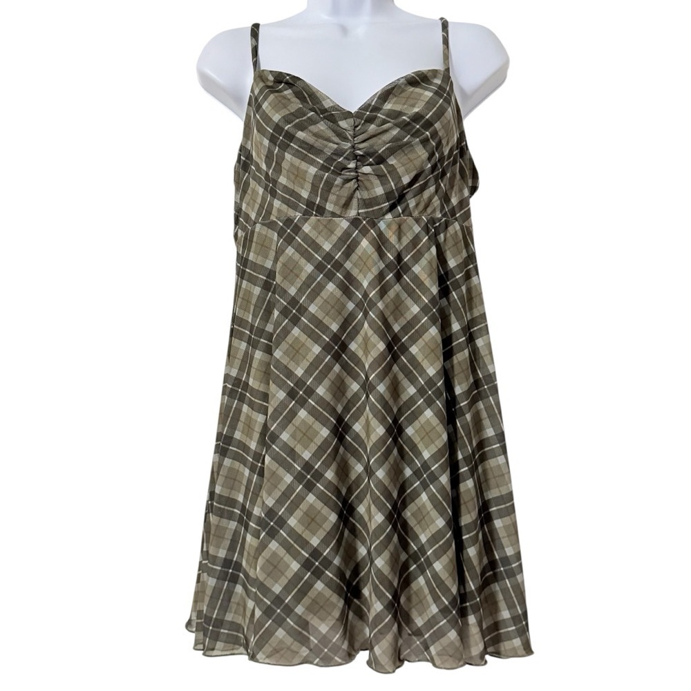 Hot Topic Social Collision Green Plaid Mesh Mini Dress Sz S Y2K Retro Inspired - Picture 2 of 16